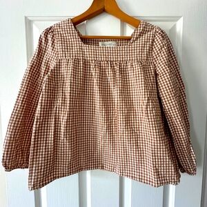 Cotton Gingham Quarter Sleeve Top
